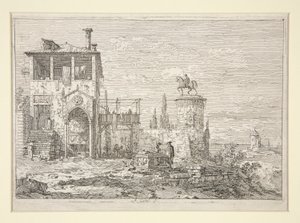 Het Ruitermonument, uit de serie Vedute