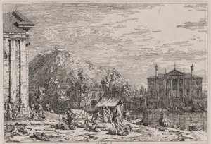 De Markt in Dolo, uit de serie Vedute (Gezichten) door Canaletto (Giovanni Antonio Canal)