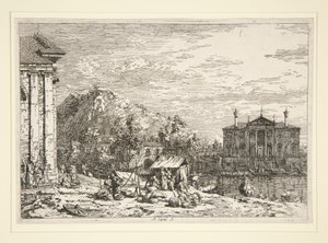 De markt in Dolo, uit de serie Vedute (Gezichten) door Canaletto (Giovanni Antonio Canal)