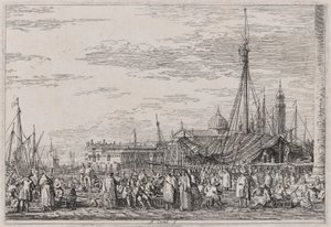 De Markt op de Molo, uit de serie Vedute (Gezichten) door Canaletto (Giovanni Antonio Canal)