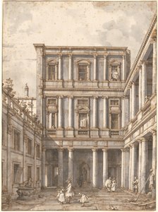 Een Venetiaanse Binnenplaats, in de Procuratie Nuove, ca. 1760 door Canaletto
