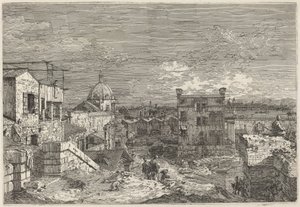 Denkbeeldig uitzicht op Venetië door Canaletto