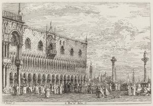 La Piera del Bando. V. [rechtsonder], ca. 1735-1746 door Canaletto