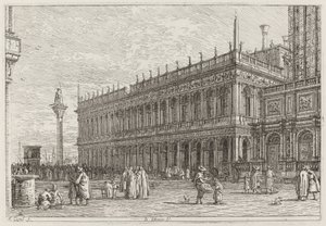 La libreria. V. [linksboven], voor 1742 door Canaletto