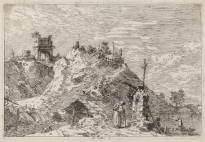 Landschap met de Pelgrim in Gebed, ca. 1735-1746 door Canaletto