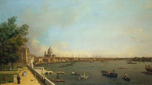 Londen: De Theems vanaf Somerset House Terrace richting de City door Canaletto