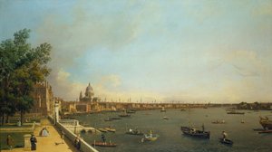 Londen. De Theems vanaf Somerset House Terrace richting de Stad, ca 1751