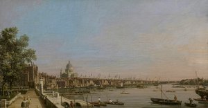 Londen en de Theems gezien vanaf het terras van Somerset House in de richting van Saint Paul