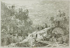 Berglandschap met Vijf Bruggen, uit Vedute door Canaletto