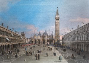 San Marcoplein met de basiliek, Venetië door Canaletto