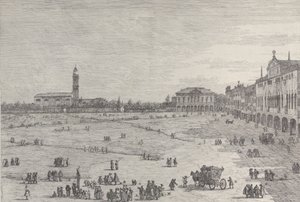 Prà della Valle: de rechterhelft van het plein van Prà della Valle in Padua, met de Col..., 1735-46 door Canaletto