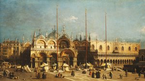 San Marco en het Dogepaleis, Venetië, vanaf het Piazza San Marco, ca. 1740s door Giovanni Antonio Canal