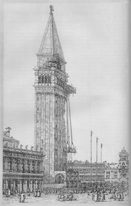 De Campanile van St. Marks Tijdens Reparatie in 1745, 1903 door Giovanni Antonio Canal