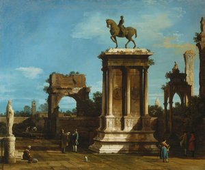 Het Colleoni-monument in een Caprice-omgeving door Canaletto