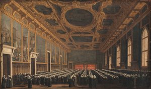 De doge en de Grote Raad in de Sala del Maggior Consiglio