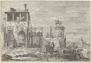 Het ruitermonument, ca. 1735-1746 door Canaletto