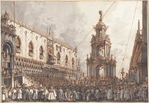 Het Giovedì Grasso Festival voor het Dogepaleis in Venetië, 1765-1766 door Canaletto