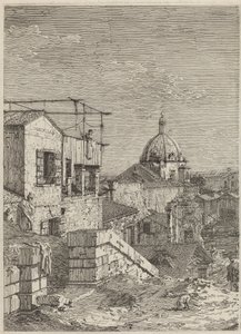 Het huis met de inscriptie door Canaletto