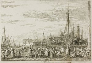 De Markt op de Molo, uit Vedute door Canaletto