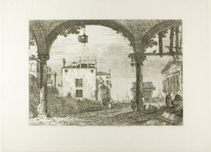 Het portiek met de lantaarn, uit Vedute door Canaletto