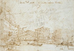 Venetië: De Ponte di Rialto door Canaletto
