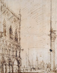 Venetië: De zuidwestelijke hoek van het Dogepaleis door Canaletto