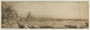 Uitzicht vanaf Somerset Gardens richting London Bridge, ca. 1746-55 door Canaletto