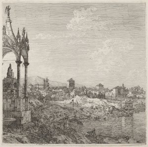 Uitzicht op een Stad met een Bisschopsgraf door Canaletto