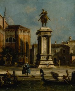 Gezicht op het ruiterstandbeeld van Bartolomeo Colleoni door Canaletto