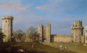Warwick Castle, Oostelijke Voorkant vanaf de Buitenhof door Giovanni Antonio Canal