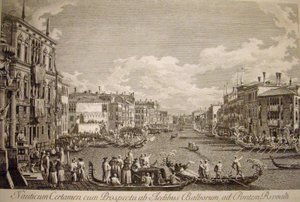 Waterfestival op het Canal Grande, Venetië. Palazzo Balbi, gebouwd in de 16e eeuw, links op de voorgrond. door Canaletto