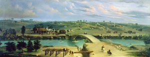 Argentijns kamp aan de andere kant van de San Lorenzo rivier, Argentinië