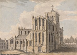 Noordwestelijk uitzicht op Castle Church, Hexham, Northumberland