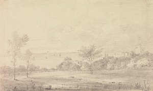 Landschap met kasteel in de verte, Isle of Wight door Capt. Thomas Hastings