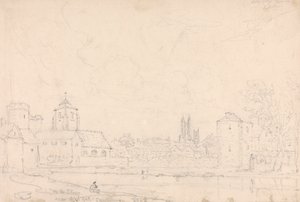 Aan de Stour bij West Gate, Canterbury door Capt. Thomas Hastings
