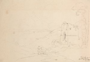 Ruïnes van Walton Church, Clevedon, 6 september 1845 door Capt. Thomas Hastings