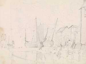 Schets van Gestrande Zeilboten en Paalwoningen, Hastings