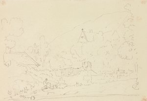 Schets van huisjes in de bomen