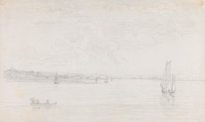 Schets van Cowes, Isle of Wight, vanaf de Solent door Capt. Thomas Hastings