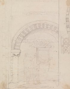 Schets van figuren onder een stenen boog door Capt. Thomas Hastings