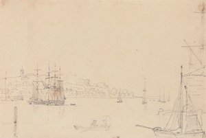 Schets van schepen bij West Cowes, Isle of Wight door Capt. Thomas Hastings