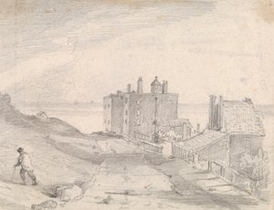 Schets van een Klifweg en Gebouwen, Hastings door Capt. Thomas Hastings