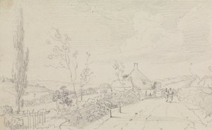 Schets van een landweg en huisje door Capt. Thomas Hastings
