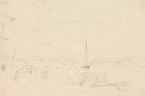 Schets van een rivierlandschap, Isle of Wight door Capt. Thomas Hastings
