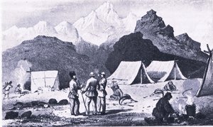 Kamp in de Himalaya, uit British Adventure gepubliceerd door Collins