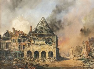 Peronne, ca. 1914-18 door Captain Edward Henry Handley Read