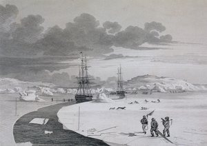 Snijden in Winter Island, oktober 1821, uit Journal of a Second Voyage for the Discovery of a North West Passage