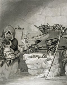 Interieur van een Eskimo sneeuwhut, Winter Island 1822, gegraveerd door Edward Francis Finden (1791-1857) uitgegeven door John Murray, 1824
