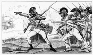 De Vrijwilligers in Klompen bij de Slag om Valmy, 20 september 1792, illustratie uit 