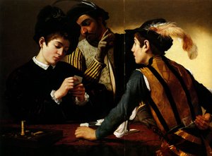 De kaartspelers door Michelangelo Merisi Caravaggio